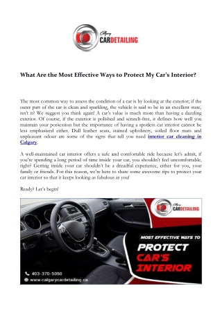 What Are the Most Effective Ways to Protect My Car’s Interior?