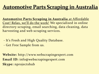 Automotive Parts Scraping in Australia