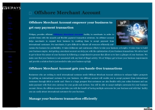 Offshore Merchant Account