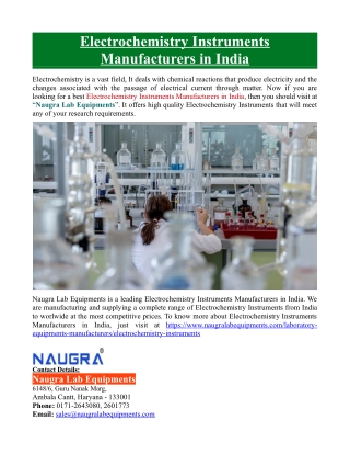 Electrochemistry Instruments Manufacturers in India