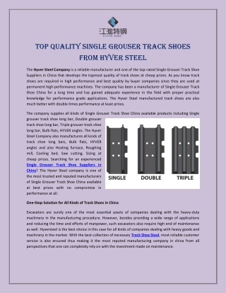 Top Quality Single Grouser Track Shoes from Hyver Steel