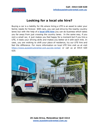 Looking for a local ute hire?