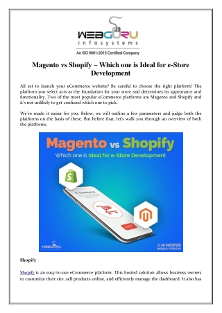 Magento vs Shopify – Which one is Ideal for e-Store Development