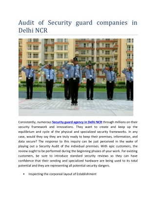 Audit of Security guard companies in Delhi NCR