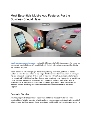 Most Essentials Mobile App Features For the Business Should Have