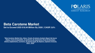 Beta Carotene Market Strategies and Forecasts, 2020 to 2026