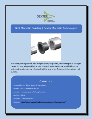 Best Magnetic Coupling | Dexter Magnetic Technologies