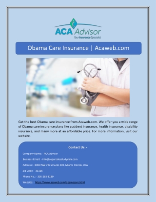 Obama Care Insurance | Acaweb.com