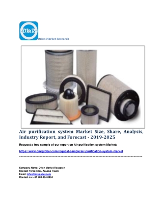 Air purification system Market Size, Share, Analysis, Industry Report, and Forecast - 2019-2025