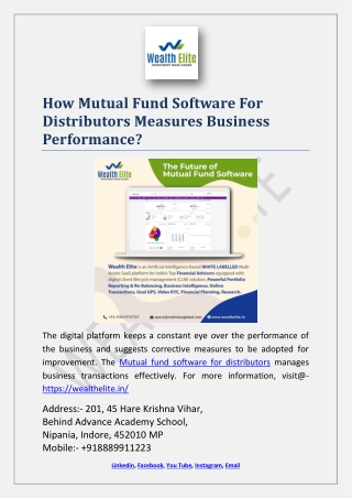 How Mutual Fund Software For Distributors Measures Business Performance?