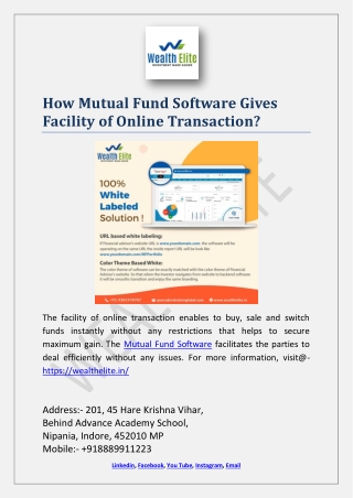 How Mutual Fund Software Gives Facility of Online Transaction?