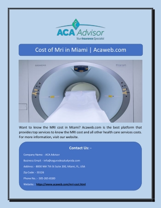 Cost of Mri in Miami | Acaweb.com
