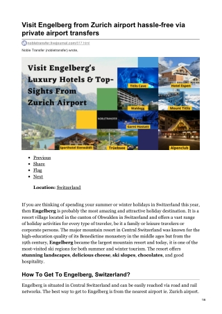 Visit Engelberg from Zurich airport hassle-free via private airport transfers