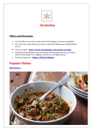 5% Off – The Roti King - Mauritian restaurant perth takeaway, WA