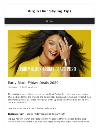 Early Black Friday Deals 2020