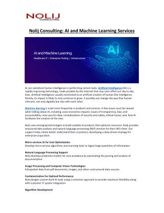 Nolij Consulting- AI and Machine Learning Services