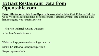 Extract Restaurant Data from Opentable.com