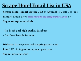 Scrape Hotel Email List in USA