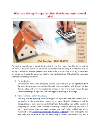 What are the top 3 steps that first time home buyer should take?