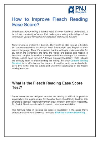 How to Improve Flesch Reading Ease Score?