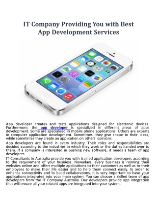 IT Company Providing You with Best App Development Services