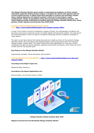 Refuge Chamber Market to Witness Steady Expansion During 2020 to 2025