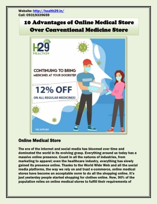 10 Advantages of Online Medical Store Over Conventional Medicine Store