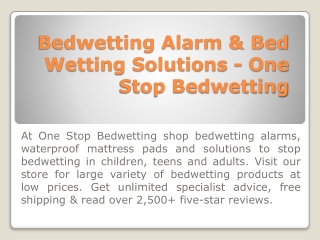 Bedwetting Alarm & Bed Wetting Solutions - One Stop Bedwetting