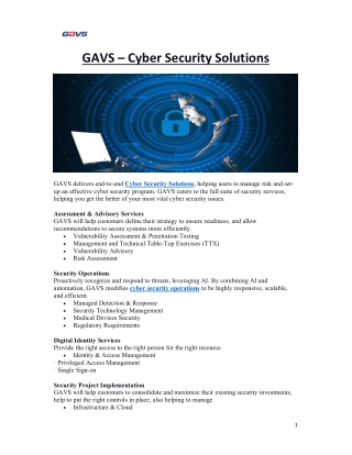GAVS – Cyber Security Solutions