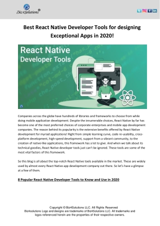 Best React Native Developer Tools for designing Exceptional Apps in 2020!