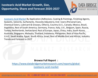 Isostearic Acid Market Growth, Size, Opportunity, Share and Forecast 2020-2027