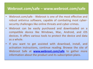 www.Webroot.com/safe - webroot safe