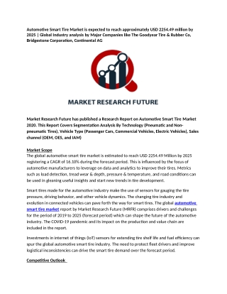 Automotive Smart Tire Market is expected to reach approximately USD 2254.49 million