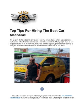 Best Car Mechanic Epping | Vicmobilemechanic.com.au