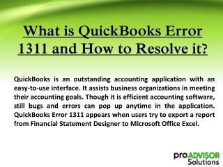 What is QuickBooks Error 1311 and How to Resolve it