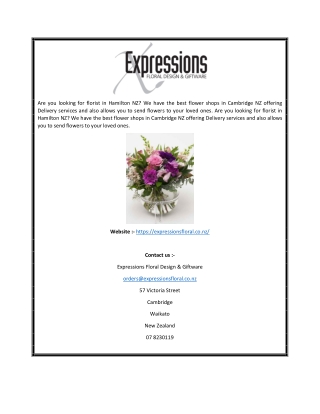 Flower Delivery Hamilton | Expressionsfloral.co.nz