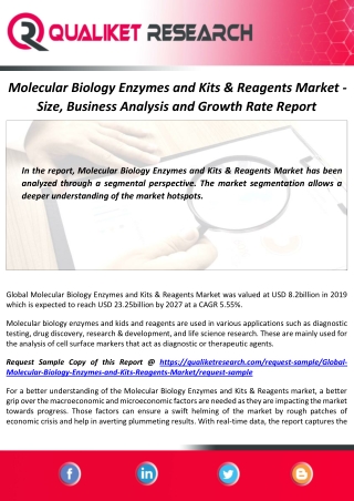 Molecular Biology Enzymes and Kits & Reagents Market Size and Analysis Report