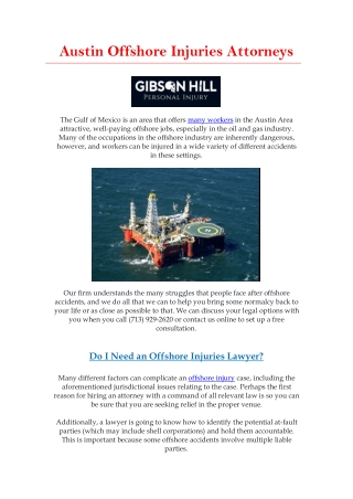 Offshore Injuries Attorneys
