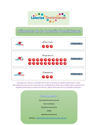 números de la Lotería Dominicana