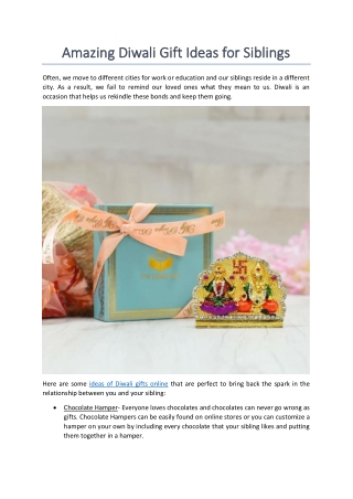 Amazing Diwali Gift Ideas for Siblings