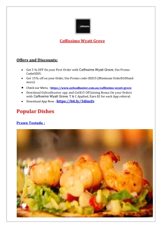 5% Off – Caffissimo Wyatt Grove menu Hocking takeaway, WA