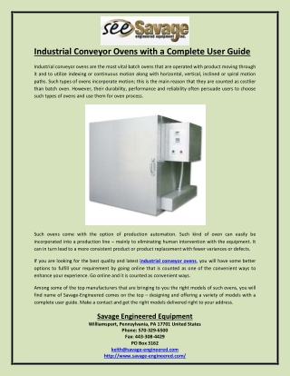 Industrial Conveyor Ovens with a Complete User Guide