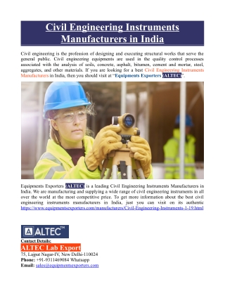 Civil Engineering Instruments Manufacturers in India