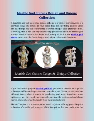 Marble God Statues Design and Unique Collection