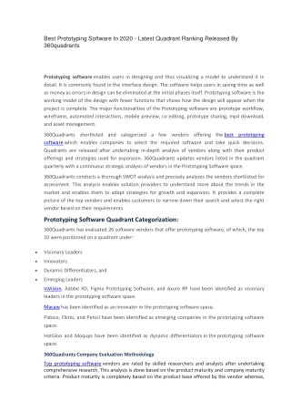 Best Prototyping Software in 2020 - Latest Quadrant Ranking Released by 360Quadrants