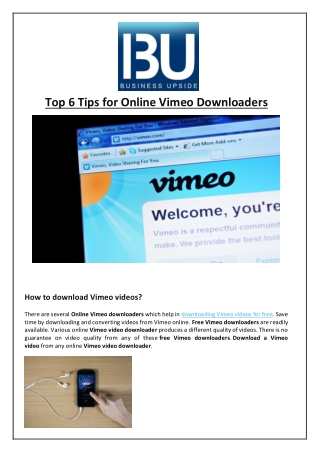 Top 6 Tips for Online Vimeo Downloaders