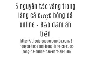 5 nguyên tắc vàng trong làng cá cược bóng đá online – Bảo đảm ăn tiền