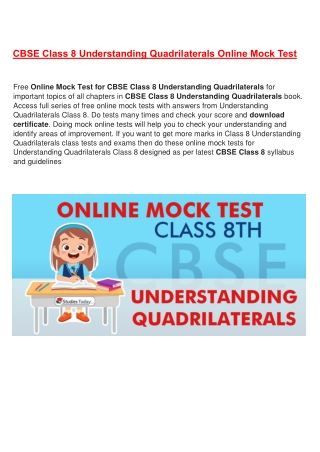 Online mock tests CBSE Class 8 Understanding Quadrilaterals