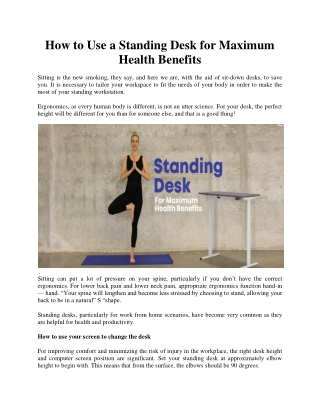 How to Use a Standing Desk for Maximum Health Benefits