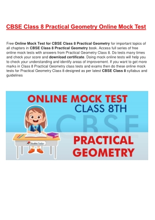 Online mock tests CBSE Class 8 Practical Geometry